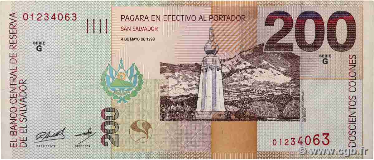 200 Colones EL SALVADOR 1998 P.152a VF+