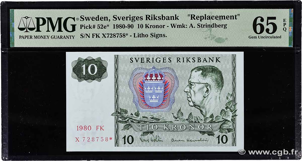 10 Kronor Remplacement SWEDEN 1980 P.52er UNC