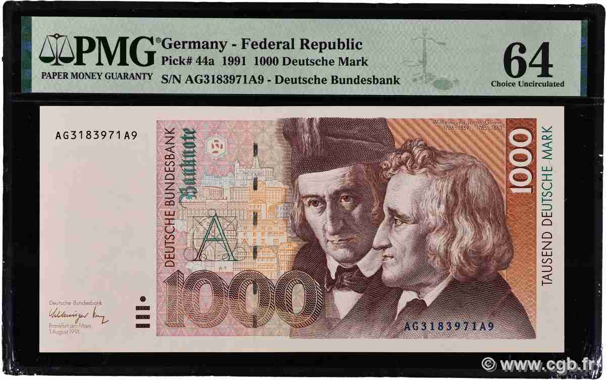 1000 Deutsche Mark GERMAN FEDERAL REPUBLIC 1991 P.44a q.FDC