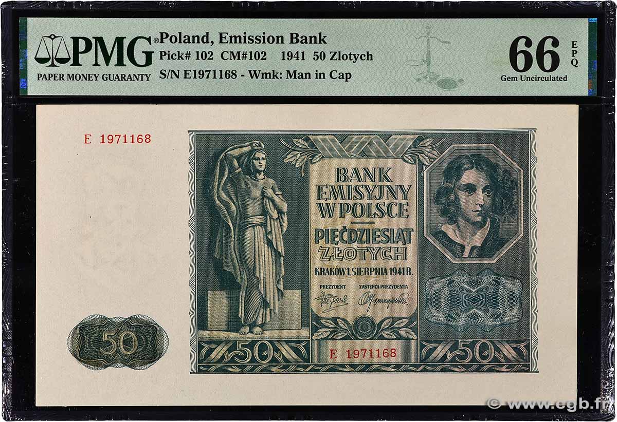 50 Zlotych POLAND 1941 P.102 UNC