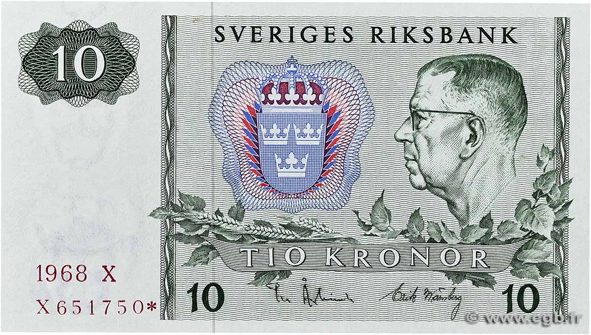 10 Kronor Remplacement SWEDEN 1968 P.52br UNC-