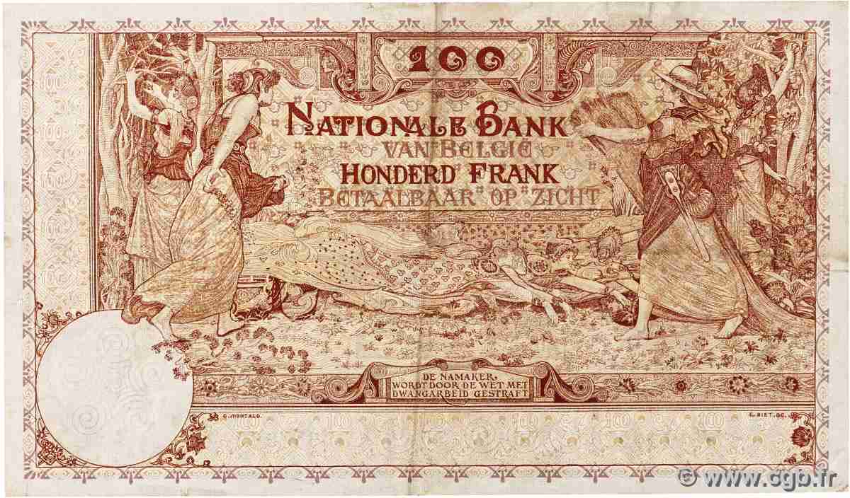 100 Francs BELGIO 1912 P.071 BB