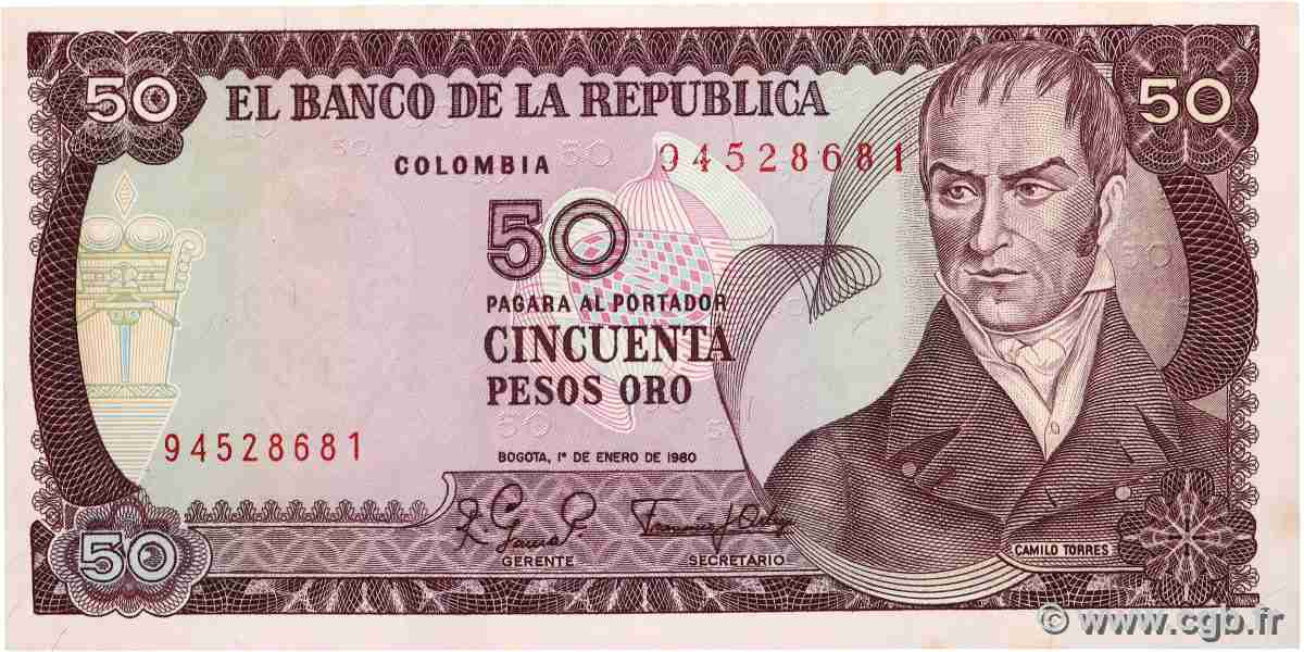 50 Pesos Oro COLOMBIE 1980 P.422a NEUF