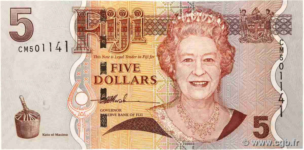 5 Dollars FIJI 2007 P.110a UNC