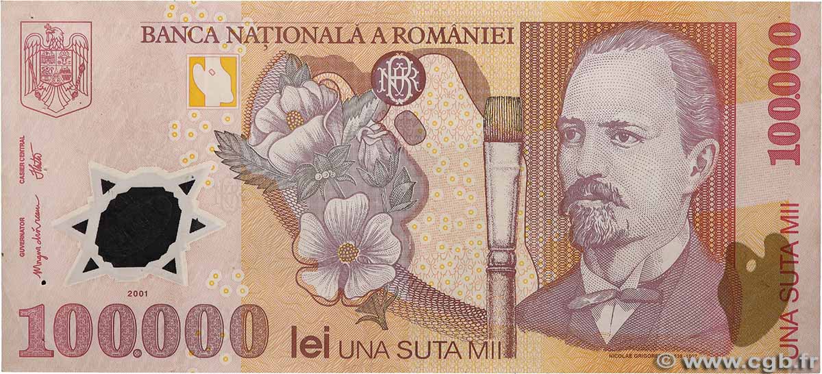 100000 Lei ROMANIA 2002 P.114a q.SPL