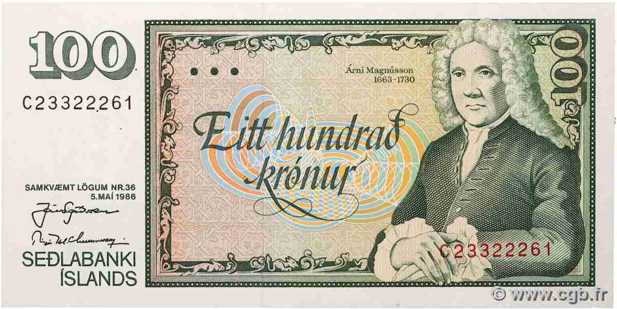 100 Kronur ICELAND 1961 P.54a VF+