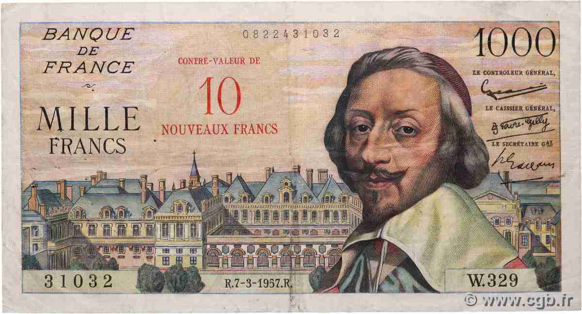 10 NF sur 1000 Francs RICHELIEU FRANCE 1957 F.53.01 F+