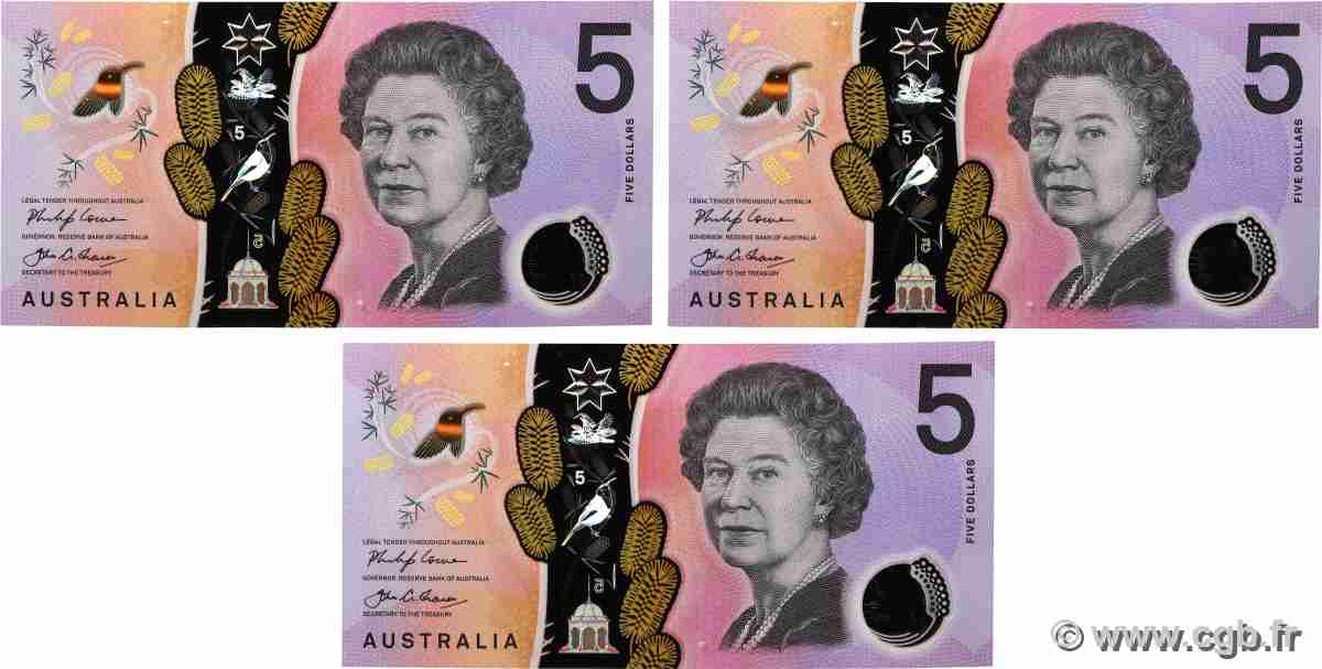 5 Dollars Lot AUSTRALIA 2018 P.62 UNC
