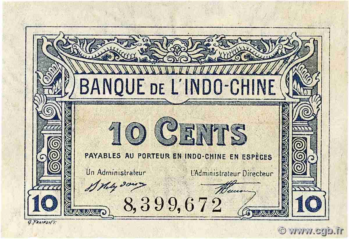 10 Cents FRENCH INDOCHINA 1919 P.043 XF