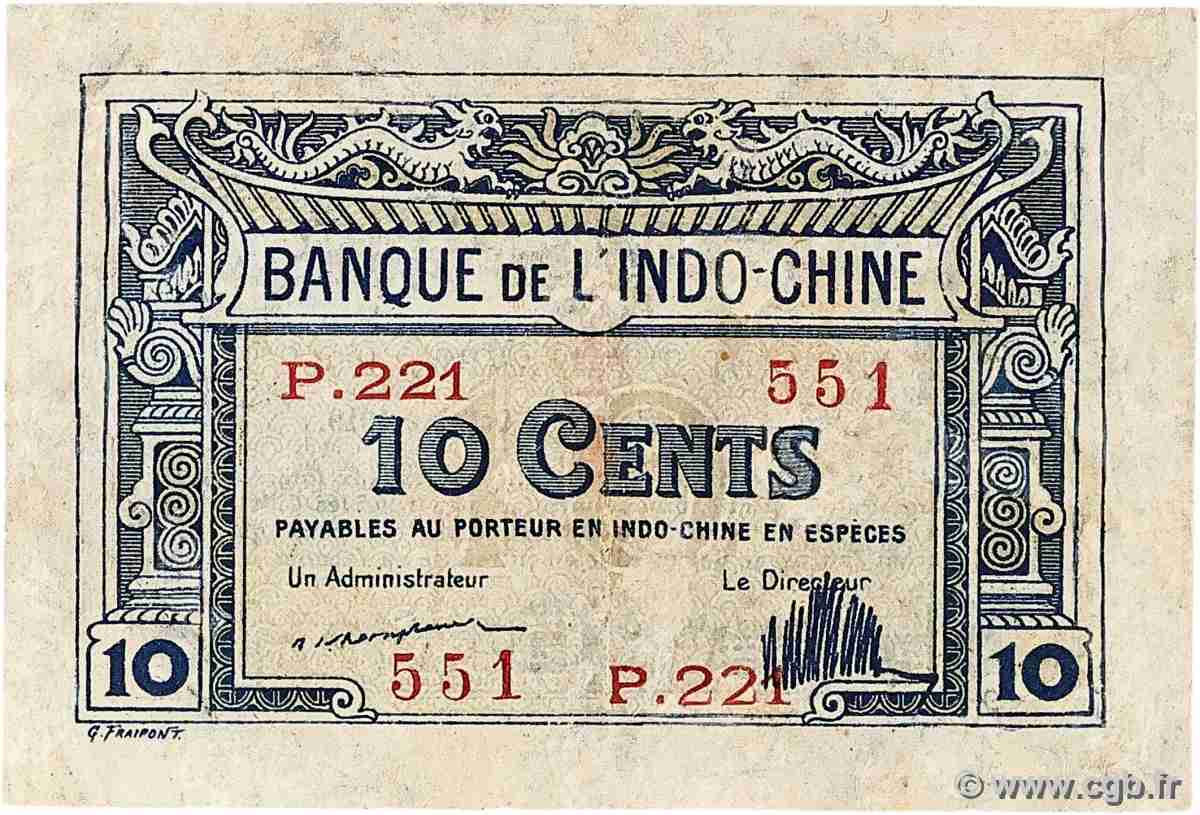 10 Cents FRENCH INDOCHINA 1919 P.044 XF-