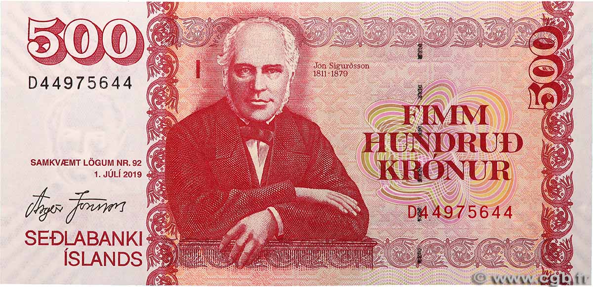 500 Kronur ISLANDE 2019 P.58 pr.NEUF