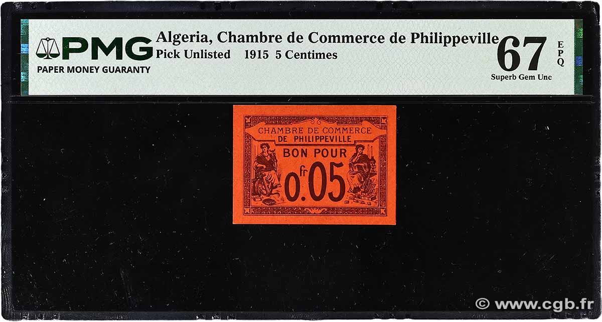 5 Centimes ALGERIA Philippeville 1915 JP.142.12 UNC