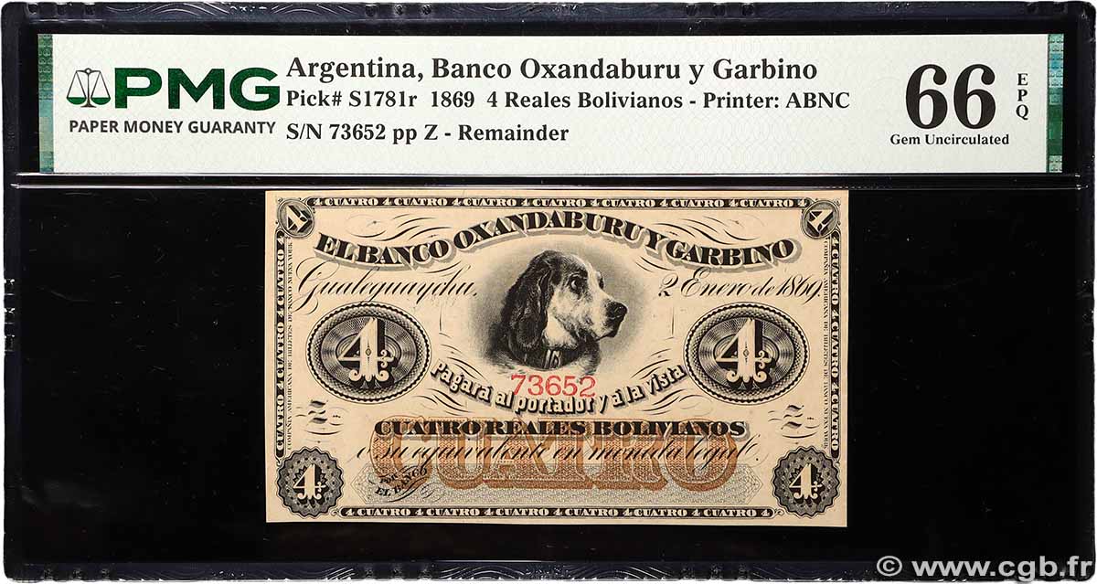 4 Reales Bolivianos Non émis ARGENTINA 1869 PS.1781r UNC