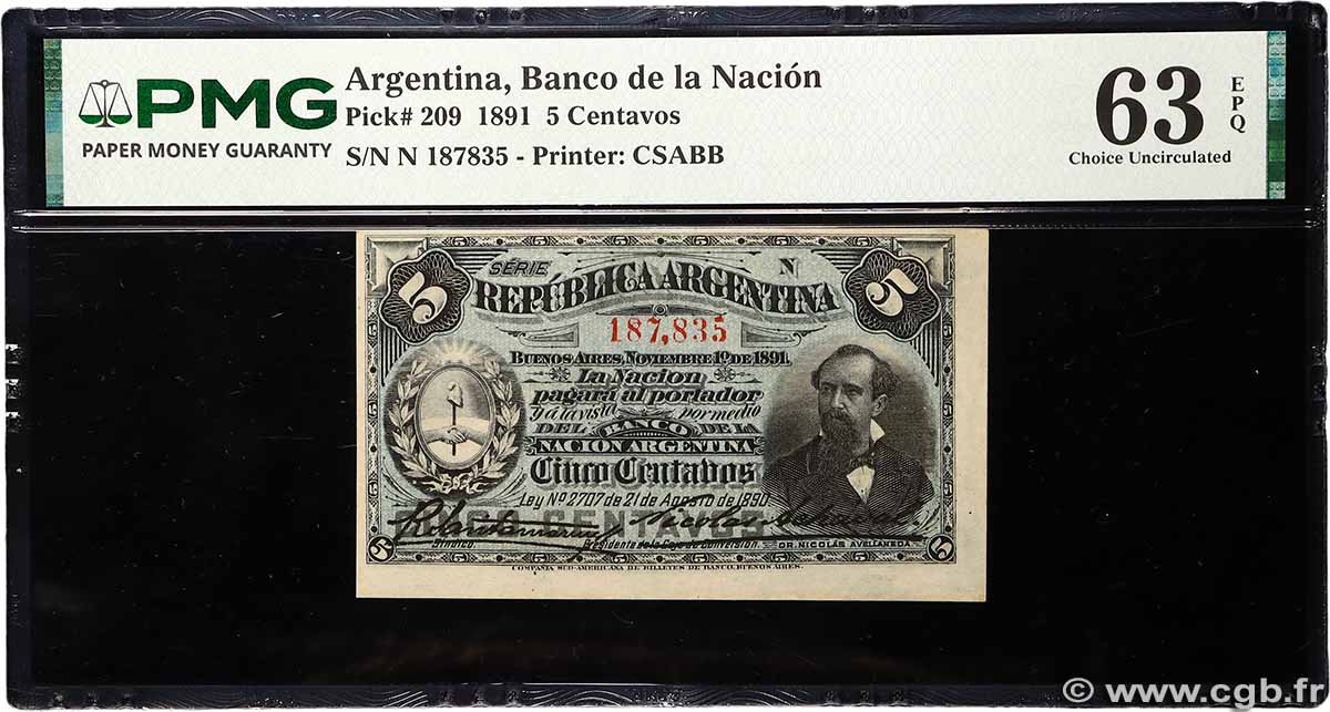 5 Centavos ARGENTINA 1891 P.209 UNC-