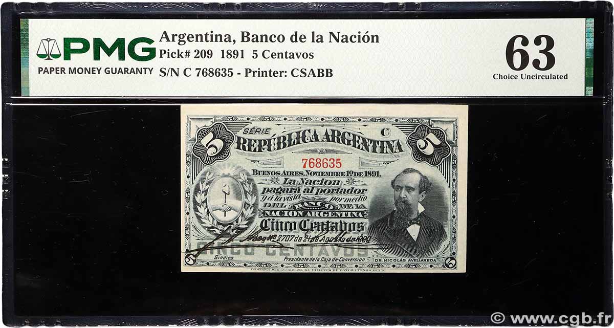 5 Centavos ARGENTINA 1891 P.209 UNC-