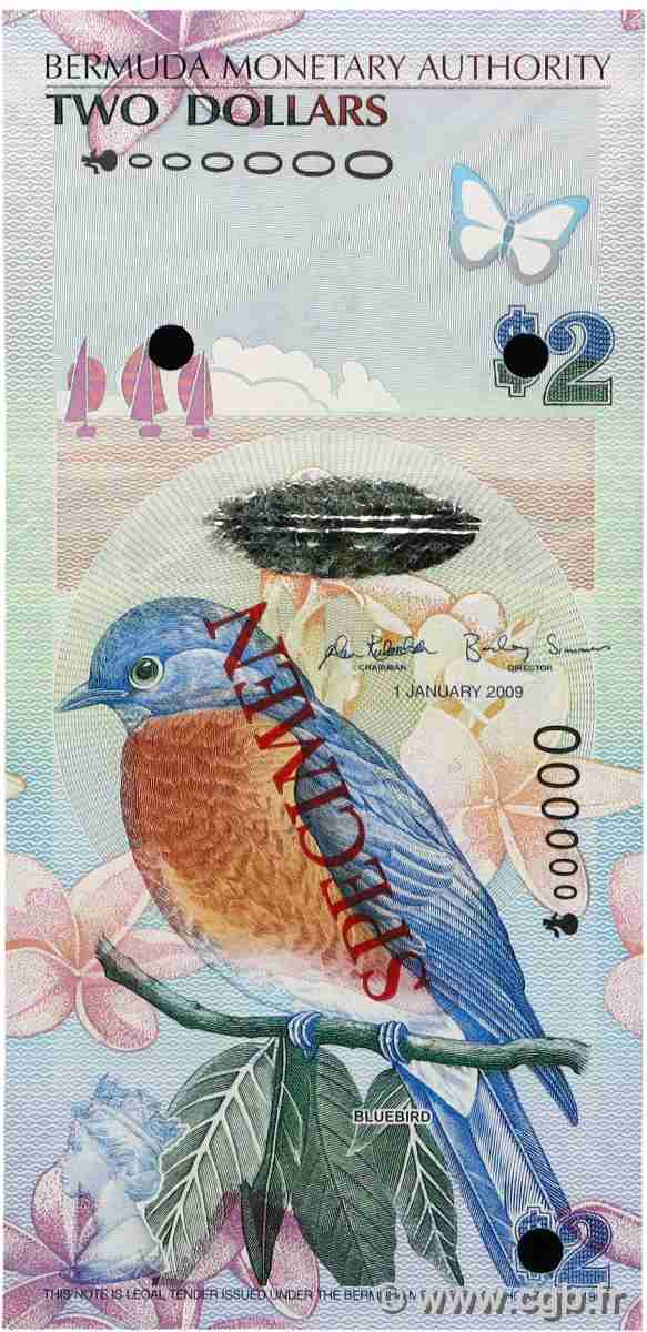 2 Dollars Spécimen BERMUDAS 2009 P.57as ST