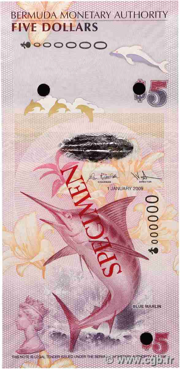5 Dollars Spécimen BERMUDAS 2009 P.58as FDC