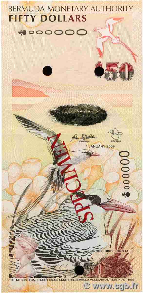50 Dollars Spécimen BERMUDAS 2009 P.61as ST