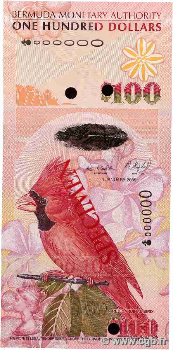 100 Dollars Spécimen BERMUDAS 2009 P.62as FDC