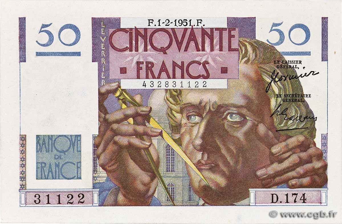 50 Francs LE VERRIER FRANKREICH 1951 F.20.17 fST