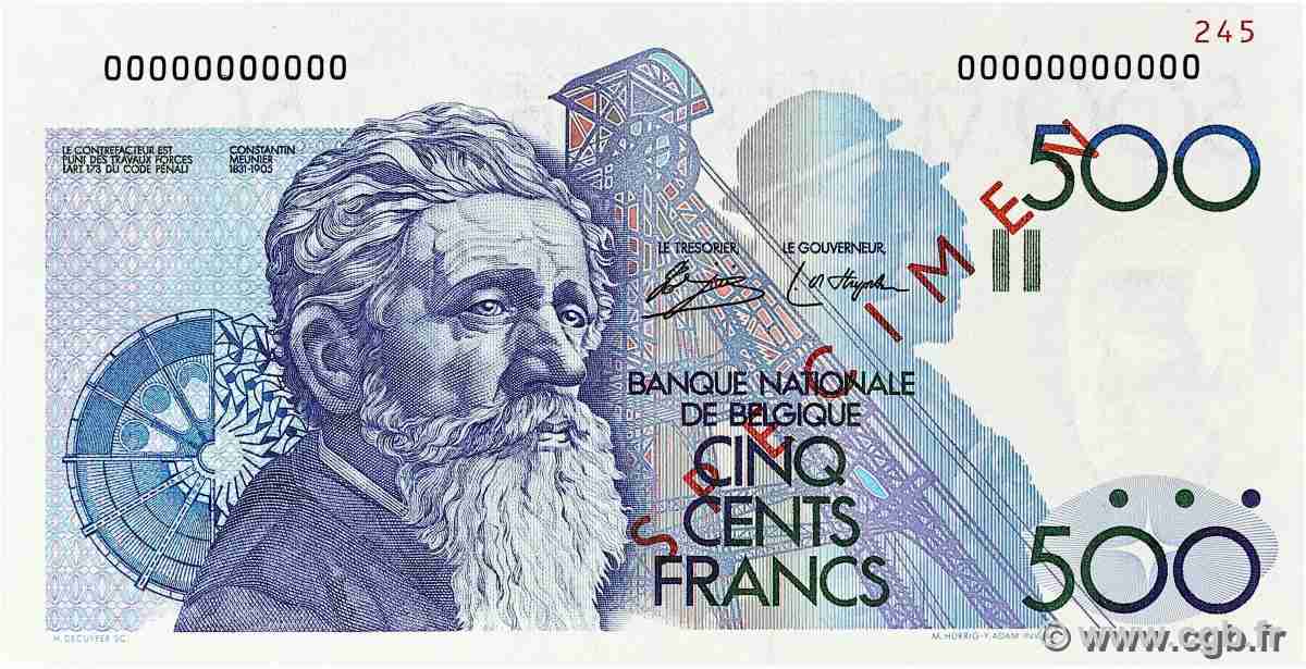 500 Francs Spécimen BELGIUM 1980 P.141s UNC