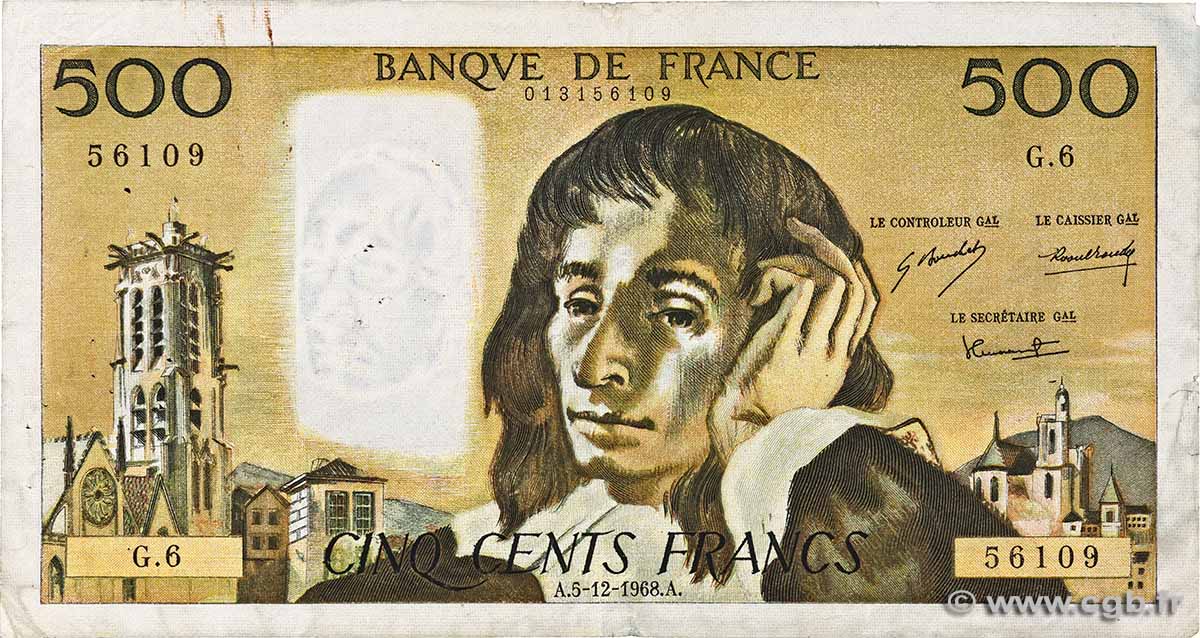 500 Francs PASCAL FRANKREICH 1968 F.71.02 S