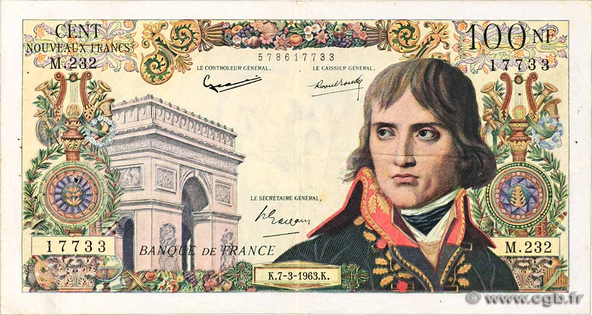 100 Nouveaux Francs BONAPARTE FRANKREICH 1963 F.59.20 SS