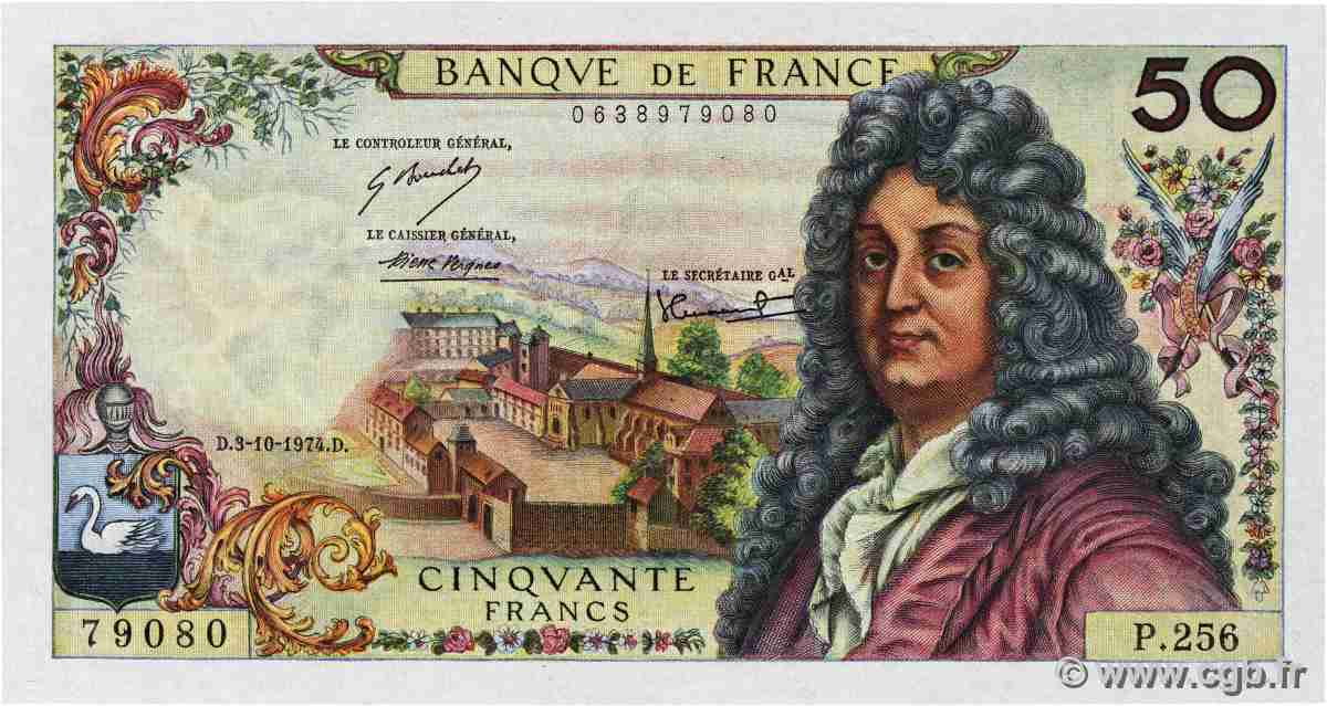50 Francs RACINE FRANCIA 1974 F.64.28 EBC+