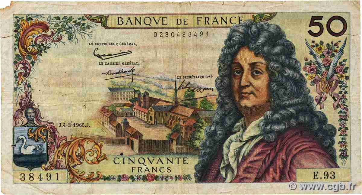 50 Francs RACINE FRANKREICH 1965 F.64.08 SGE
