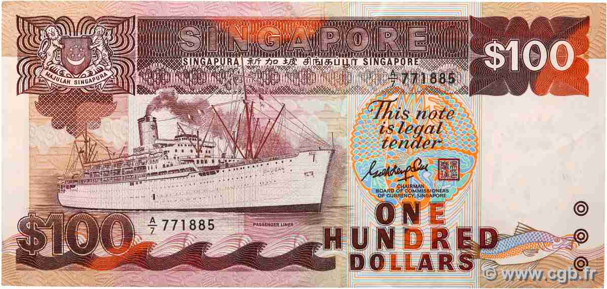 100 Dollars SINGAPOUR 1985 P.23a TTB+