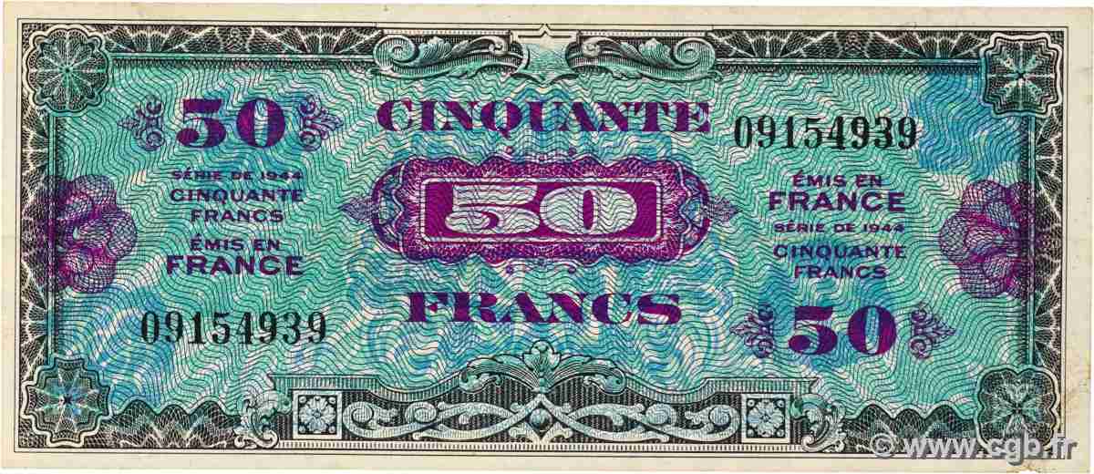 50 Francs DRAPEAU FRANCIA 1944 VF.19.01 MBC+