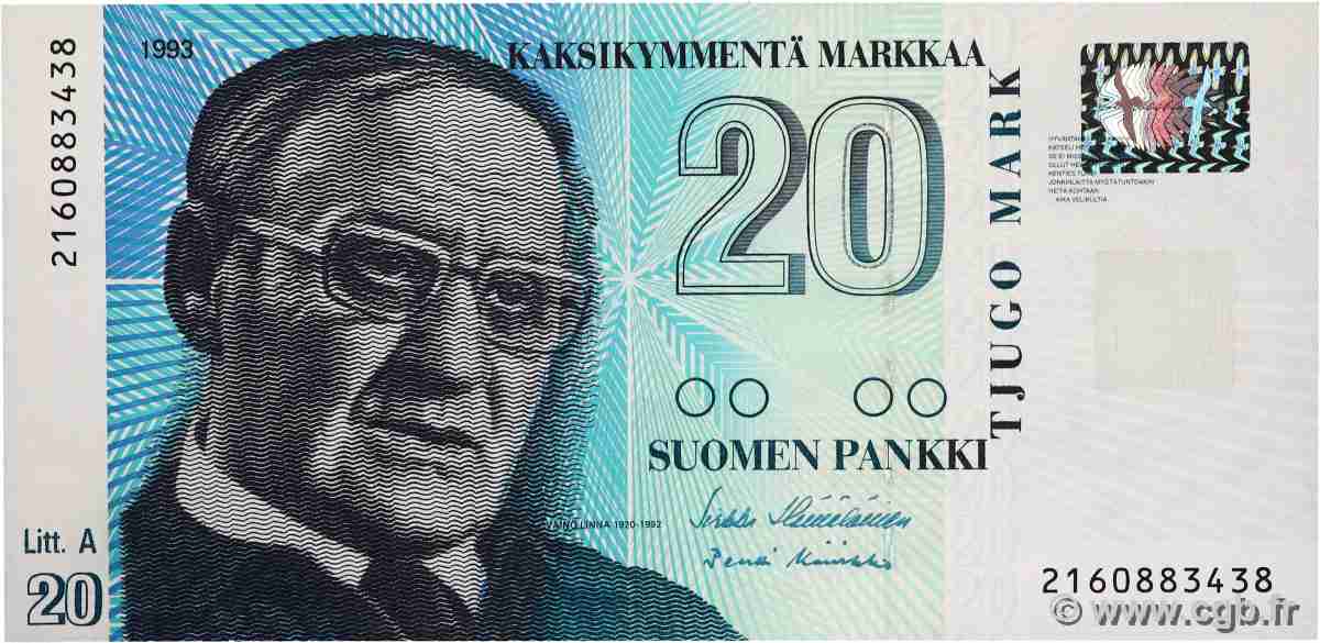 20 Markkaa FINLANDE 1993 P.123 NEUF