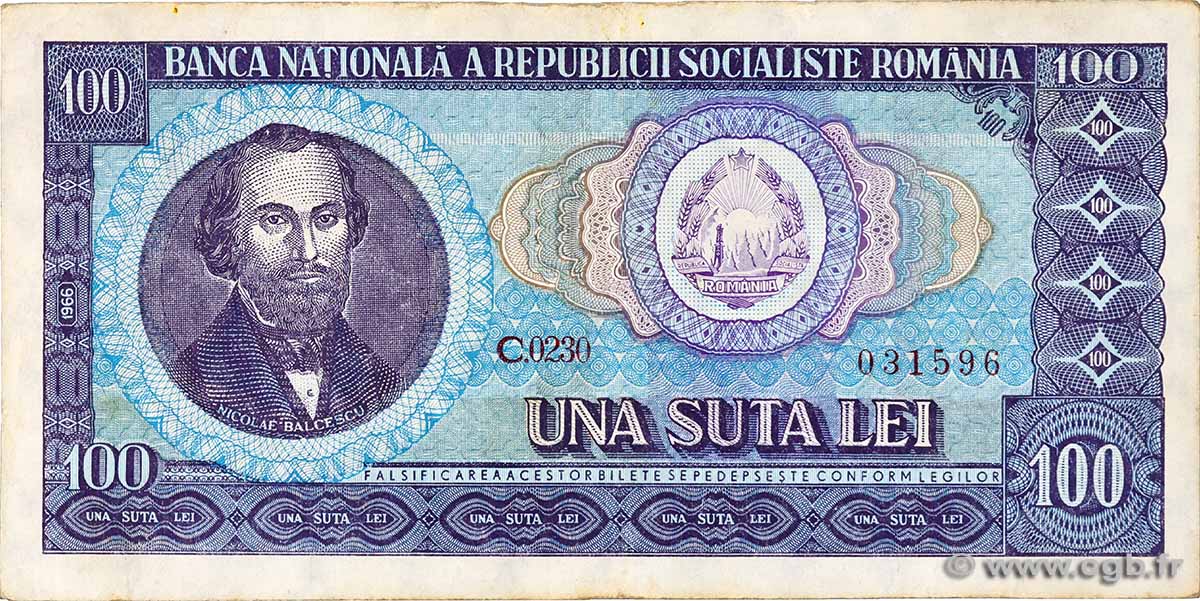 100 Lei RUMANIA 1966 P.097a MBC