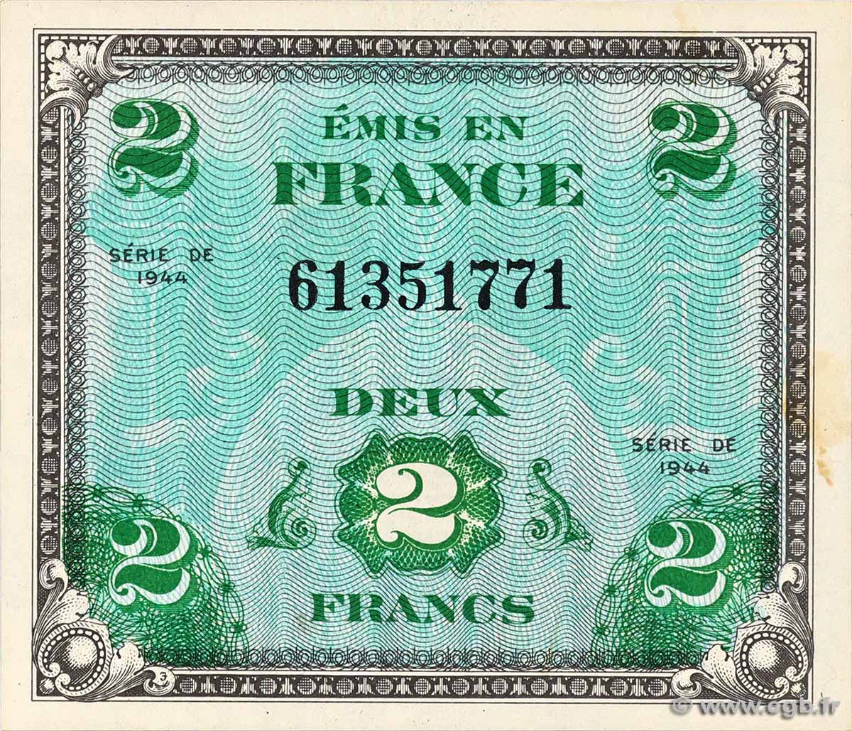 2 Francs DRAPEAU FRANKREICH 1944 VF.16.01 fST+