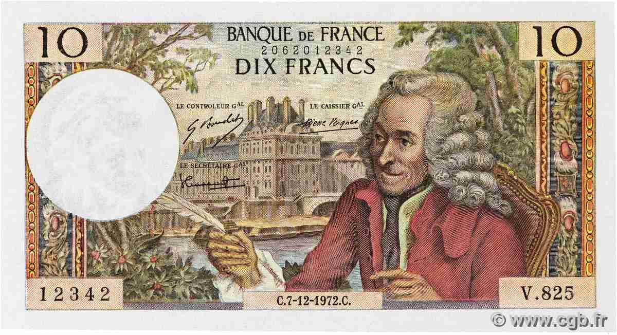 10 Francs VOLTAIRE FRANKREICH 1972 F.62.59 VZ