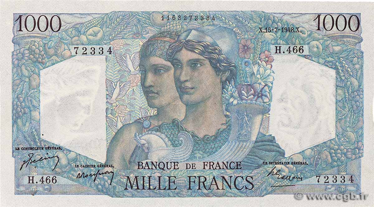 1000 Francs MINERVE ET HERCULE FRANKREICH 1948 F.41.22 VZ
