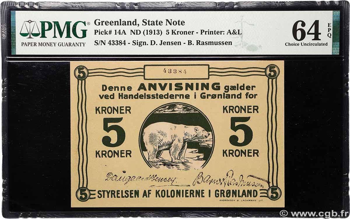 5 Kroner GREENLAND 1913 P.14A UNC-