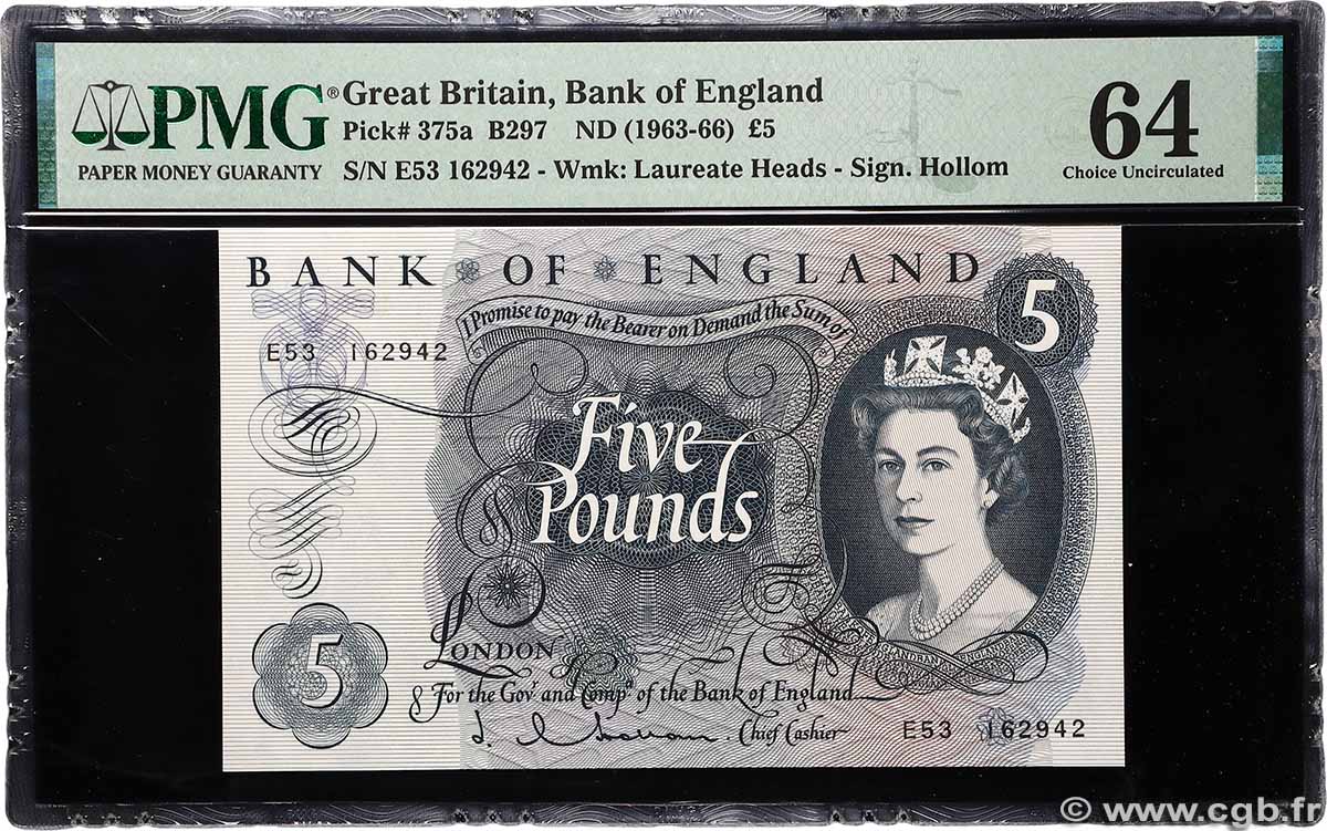 5 Pounds ENGLAND 1963 P.375a UNC-