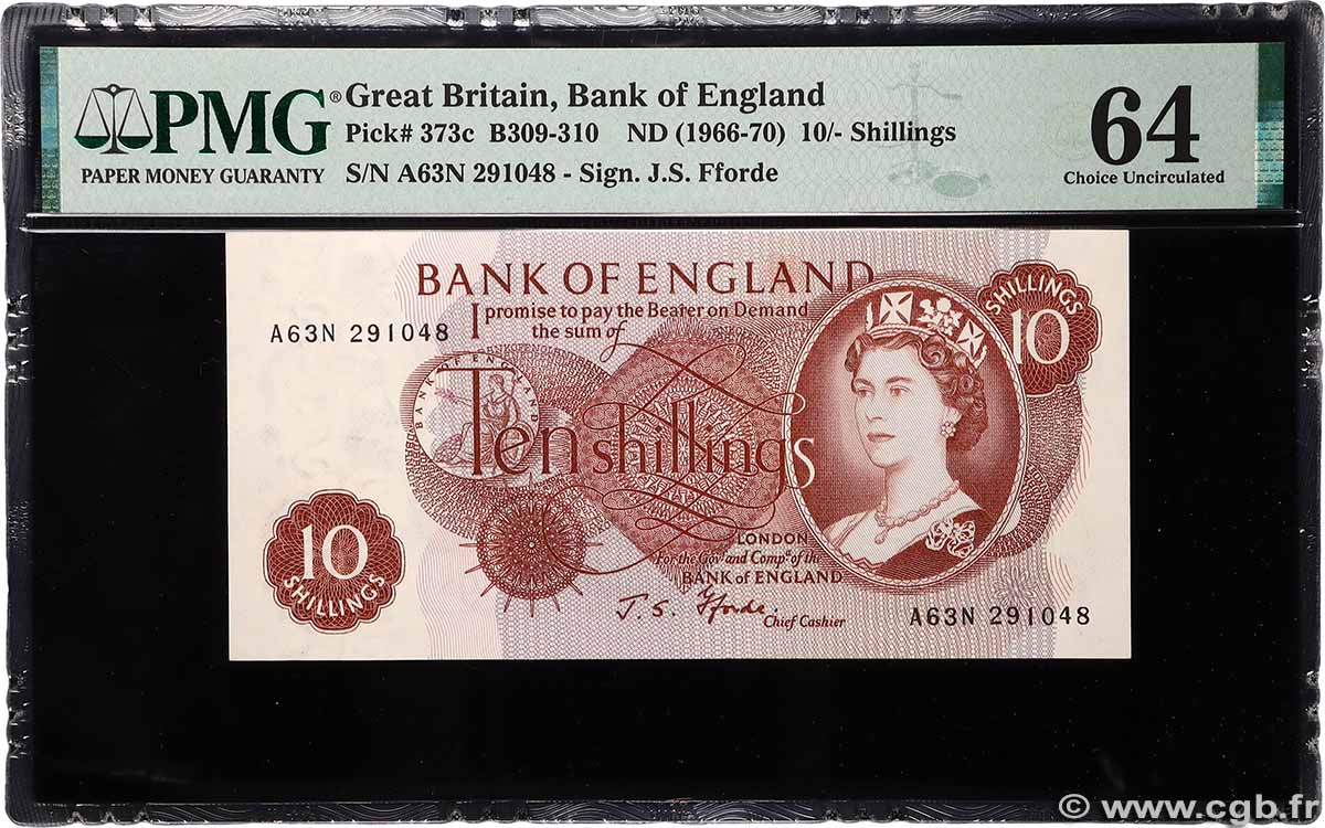 10 Shillings ENGLAND 1966 P.373c UNC-