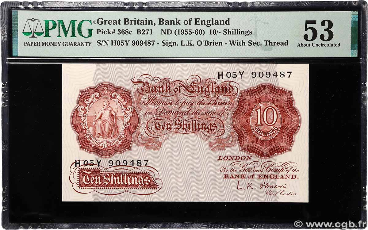 10 Shillings ENGLAND 1955 P.368c XF+