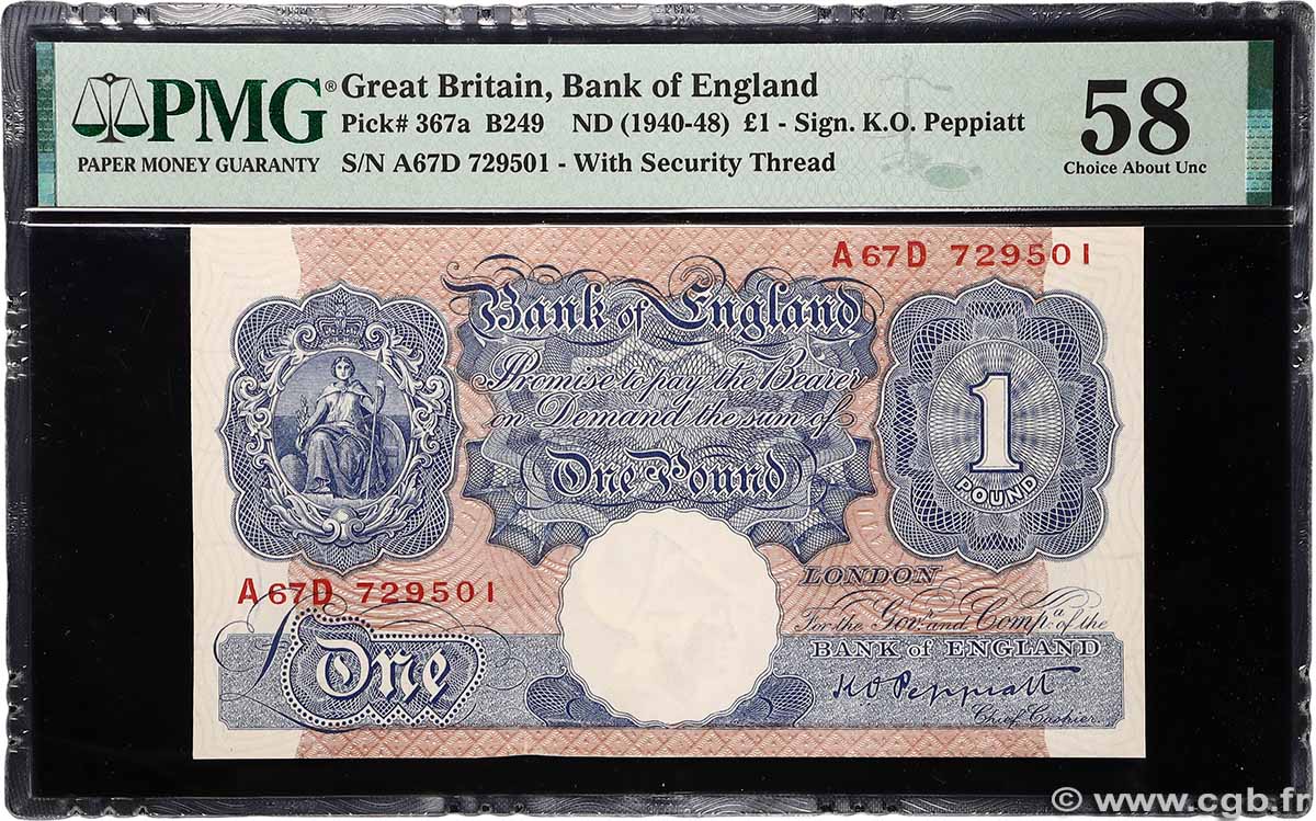 1 Pound ENGLAND 1940 P.367a AU