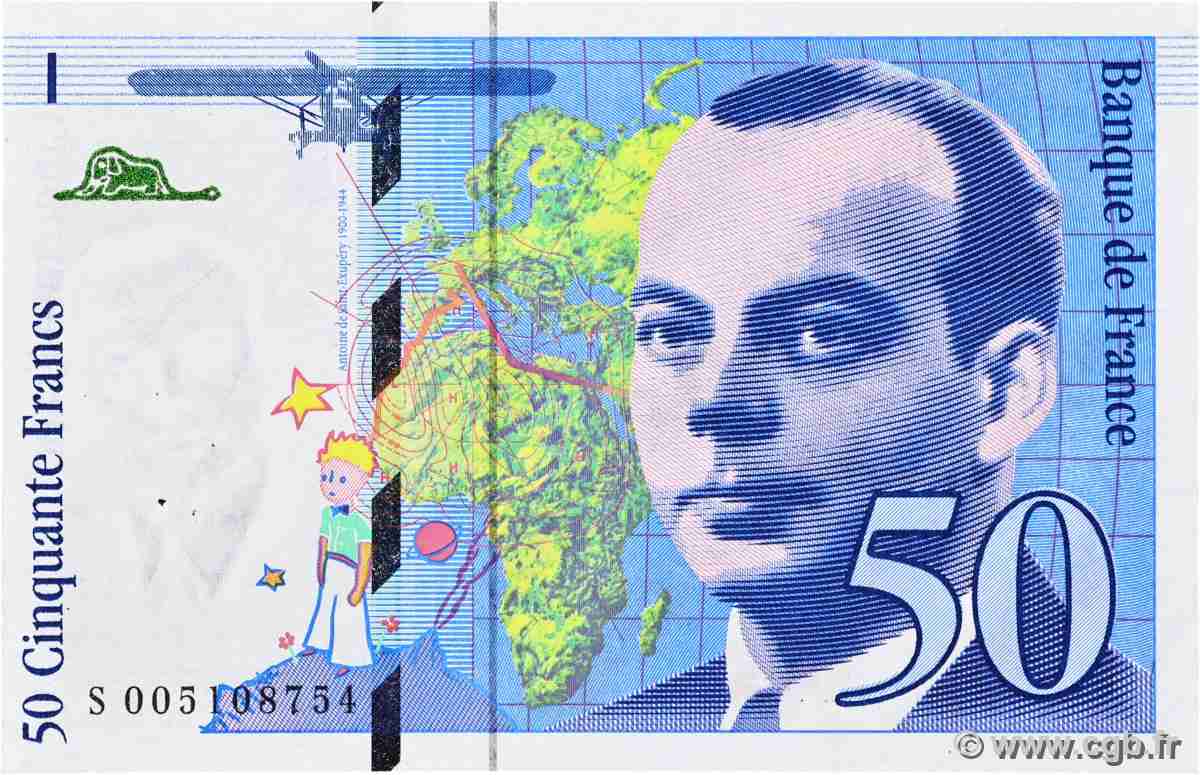 50 Francs SAINT-EXUPÉRY FRANKREICH 1993 F.72.02 VZ