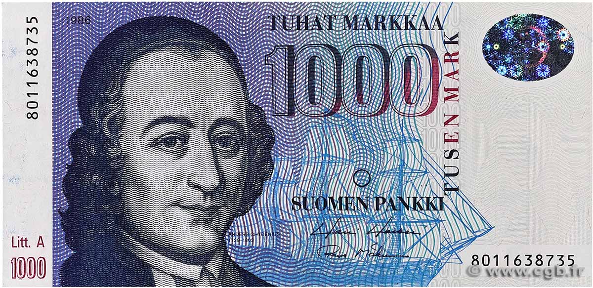 1000 Markkaa FINLAND 1986 P.121 XF