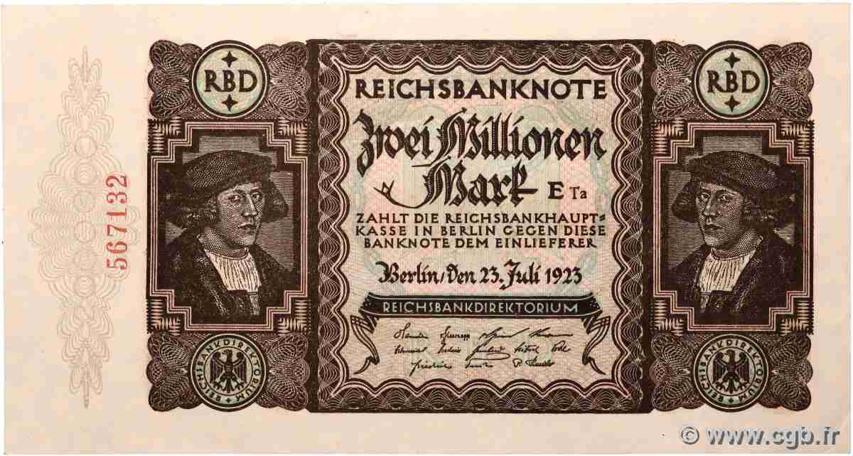 2 Millions Mark GERMANY 1923 P.089 UNC-