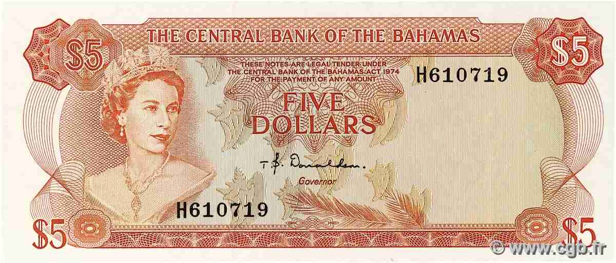 5 Dollars BAHAMAS 1974 P.37a XF+