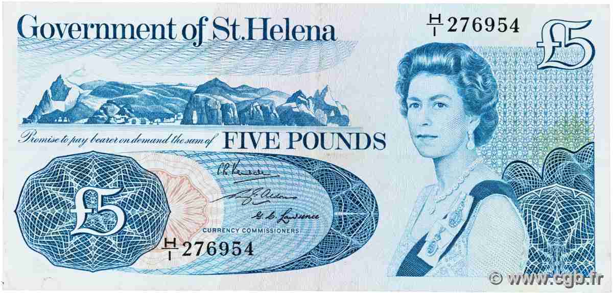 5 Pounds Petit numéro SAINTE HÉLÈNE 1976 P.07a TTB+