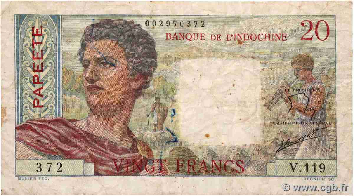 20 Francs TAHITI 1960 P.21c MB