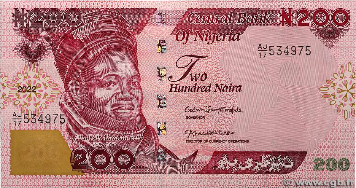 200 Naira NIGERIA 2023 P.47 UNC