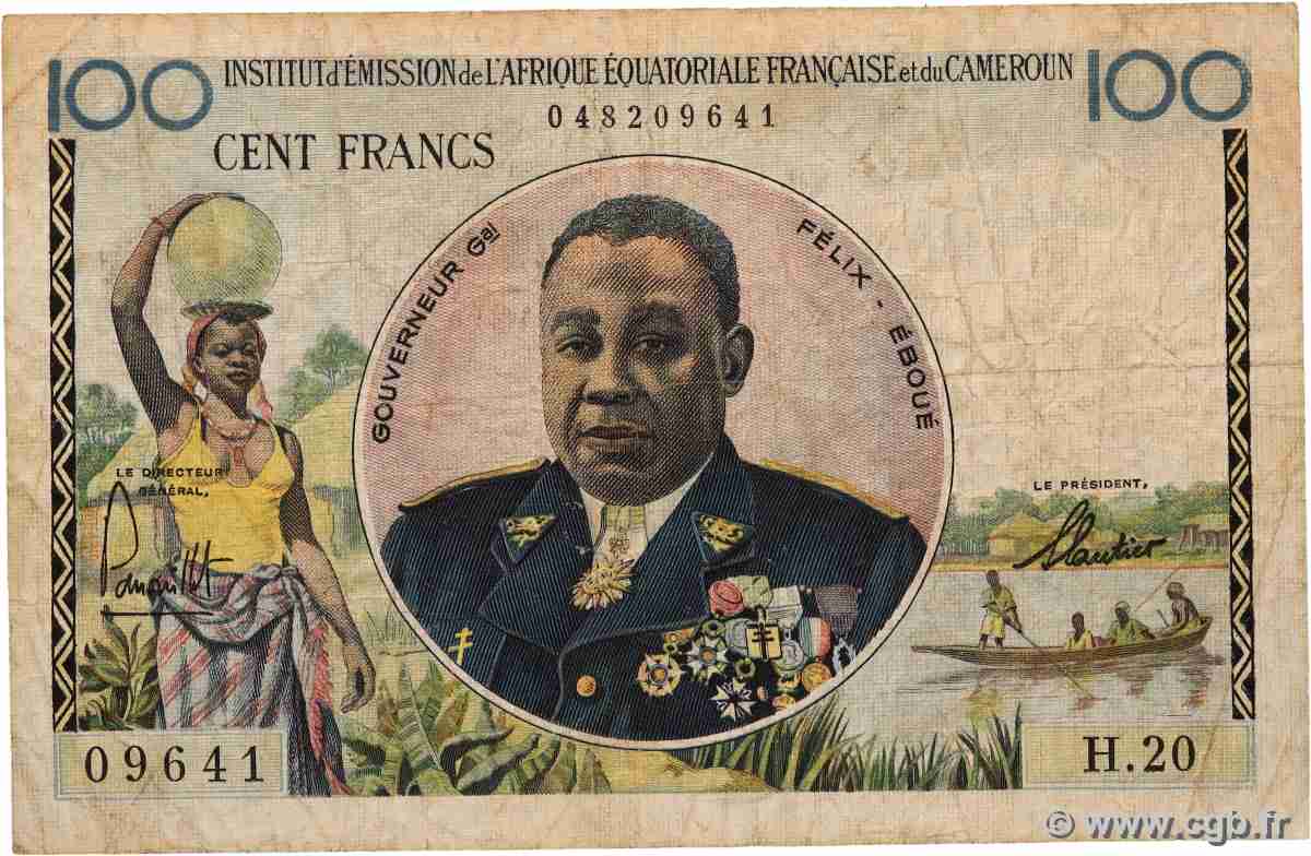 100 Francs Félix Éboué IE AFRIQUE ÉQUATORIALE FRANÇAISE 1957 A.141a F