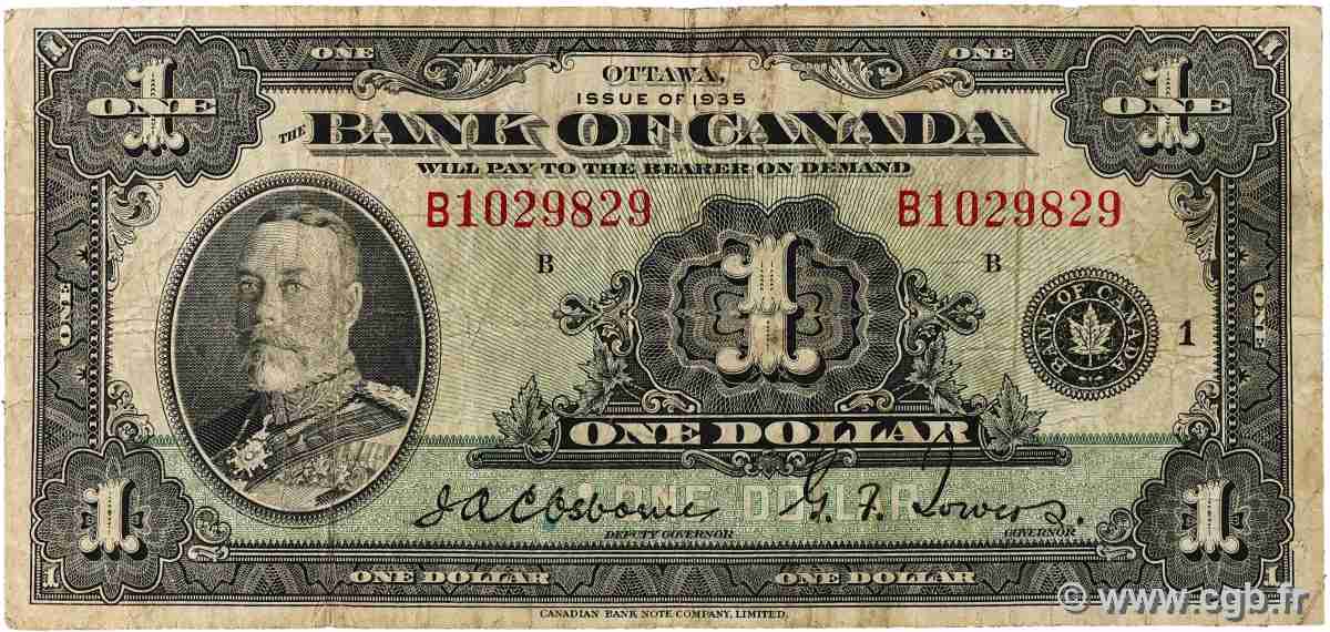 1 Dollar CANADA 1935 P.038 q.MB